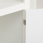 78.75'' Tall 3-Pieces Bookcase Display Cabinet with 5 Colors Adjustable LED Ceiling Light, Retro style Bookshelves with tempered glass shelves for Living Room, Office, Studio or Workspace, White