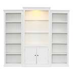 78.75'' Tall 3-Pieces Bookcase Display Cabinet with 5 Colors Adjustable LED Ceiling Light, Retro style Bookshelves with tempered glass shelves for Living Room, Office, Studio or Workspace, White