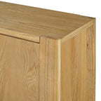 TREXM Buffet Cabinet with Storage, 4-Door Retro Wood Sideboard with Distressed Finish and Adjustable Shelves for Dining Room, Kitchen, and Living Room (Natural)