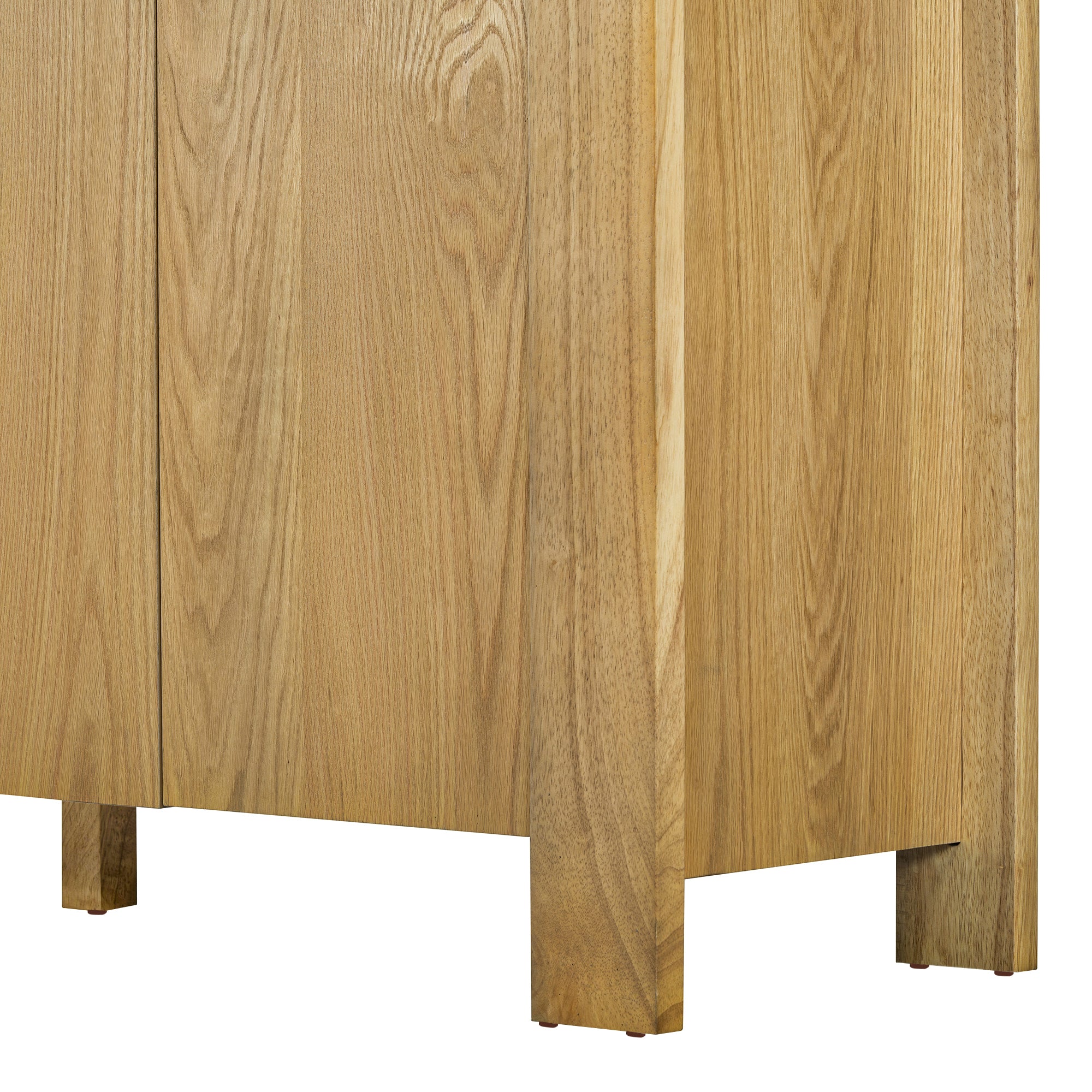 TREXM Buffet Cabinet with Storage, 4-Door Retro Wood Sideboard with Distressed Finish and Adjustable Shelves for Dining Room, Kitchen, and Living Room (Natural)