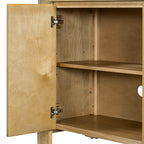 TREXM Buffet Cabinet with Storage, 4-Door Retro Wood Sideboard with Distressed Finish and Adjustable Shelves for Dining Room, Kitchen, and Living Room (Natural)