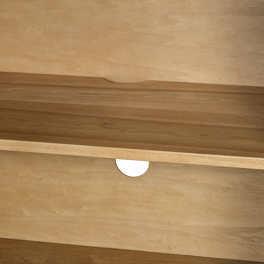 TREXM Buffet Cabinet with Storage, 4-Door Retro Wood Sideboard with Distressed Finish and Adjustable Shelves for Dining Room, Kitchen, and Living Room (Natural)