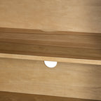 TREXM Buffet Cabinet with Storage, 4-Door Retro Wood Sideboard with Distressed Finish and Adjustable Shelves for Dining Room, Kitchen, and Living Room (Natural)