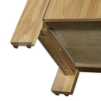 TREXM Buffet Cabinet with Storage, 4-Door Retro Wood Sideboard with Distressed Finish and Adjustable Shelves for Dining Room, Kitchen, and Living Room (Natural)