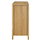 TREXM Buffet Cabinet with Storage, 4-Door Retro Wood Sideboard with Distressed Finish and Adjustable Shelves for Dining Room, Kitchen, and Living Room (Natural)