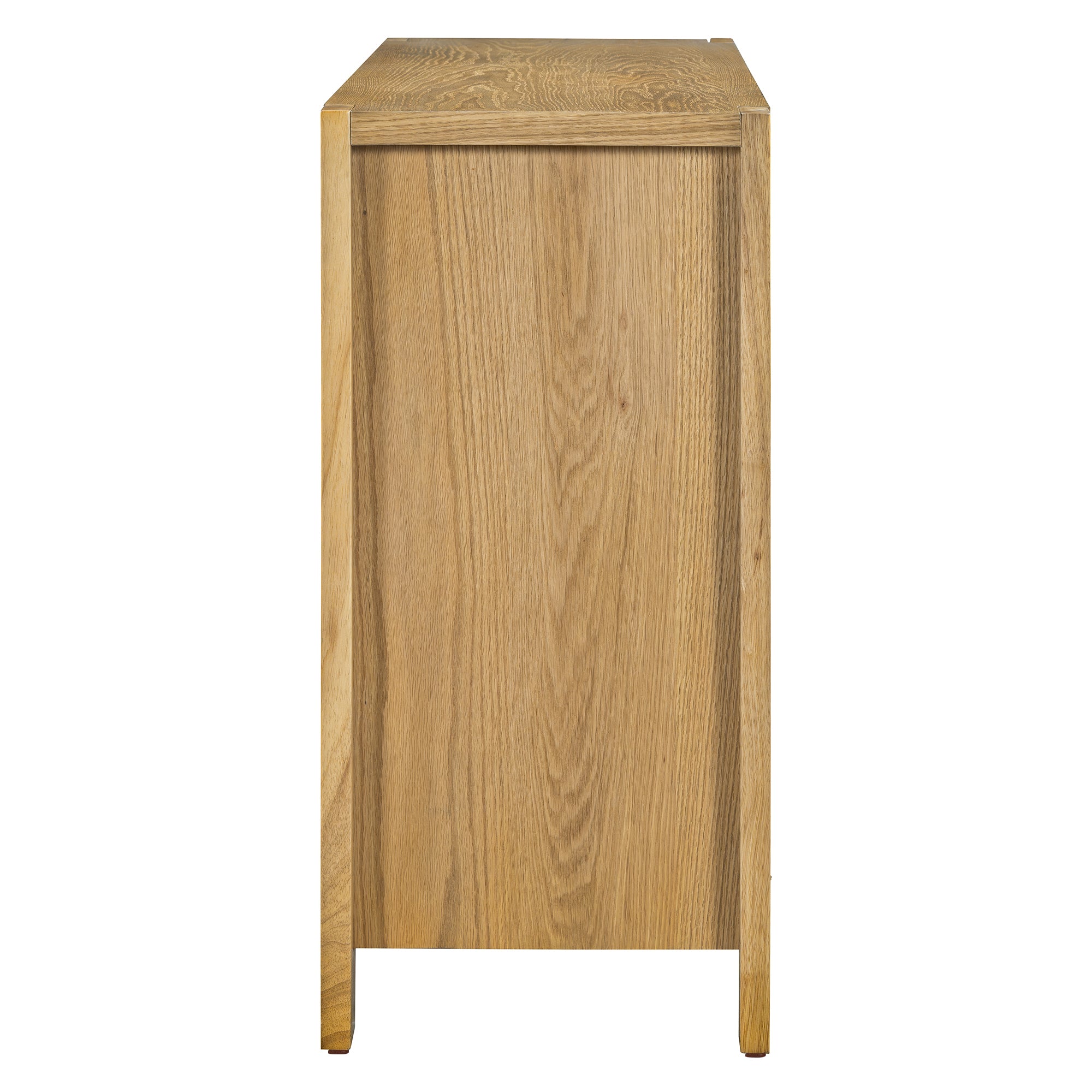 TREXM Buffet Cabinet with Storage, 4-Door Retro Wood Sideboard with Distressed Finish and Adjustable Shelves for Dining Room, Kitchen, and Living Room (Natural)