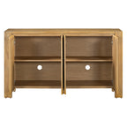 TREXM Buffet Cabinet with Storage, 4-Door Retro Wood Sideboard with Distressed Finish and Adjustable Shelves for Dining Room, Kitchen, and Living Room (Natural)