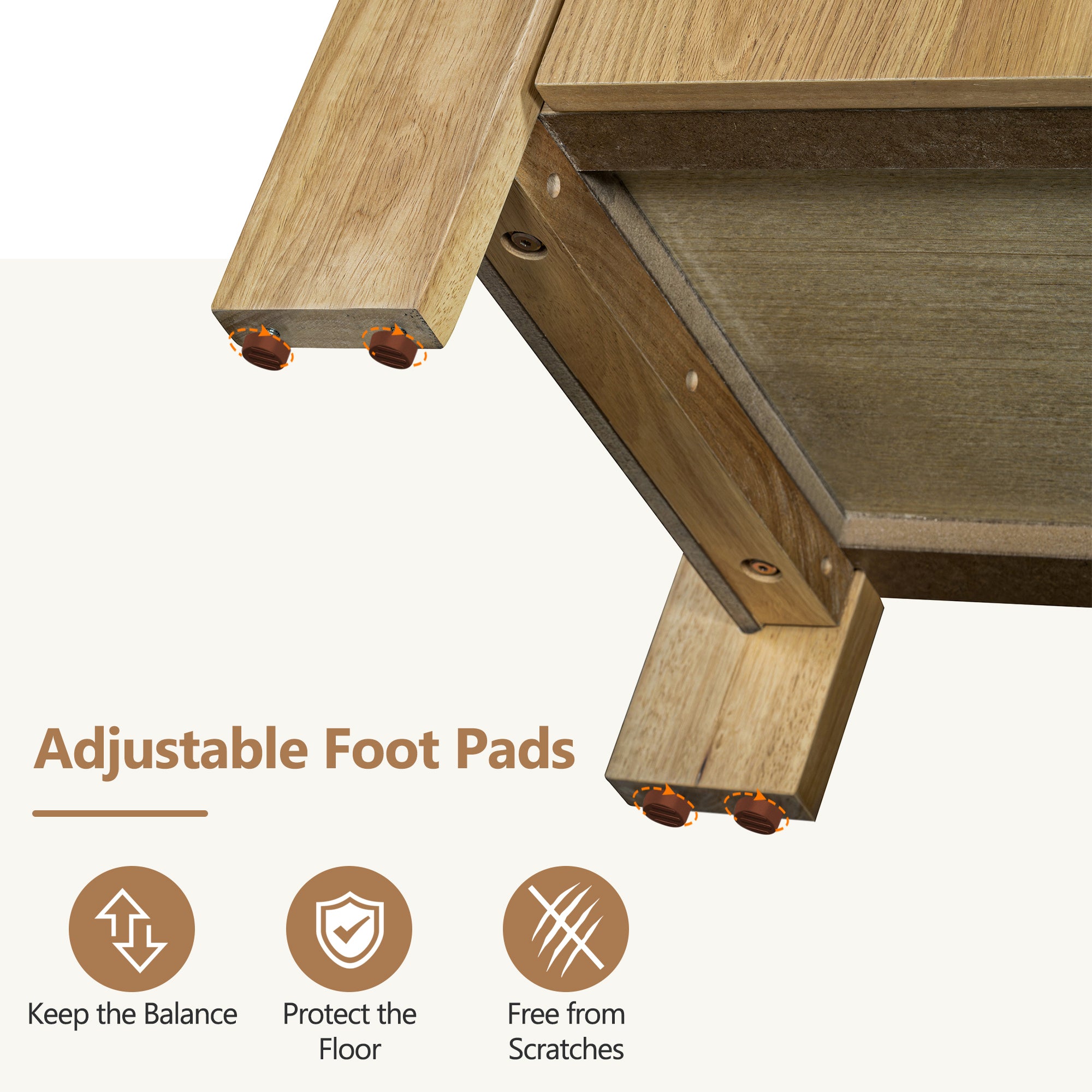 TREXM Buffet Cabinet with Storage, 4-Door Retro Wood Sideboard with Distressed Finish and Adjustable Shelves for Dining Room, Kitchen, and Living Room (Natural)