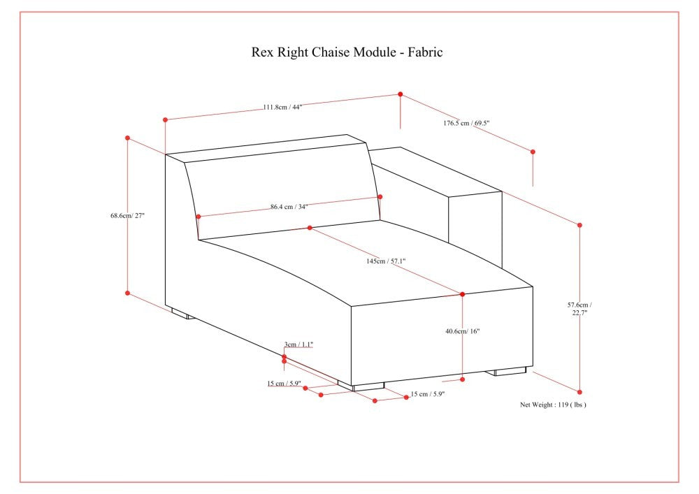 Rex Right Chaise Sofa Module