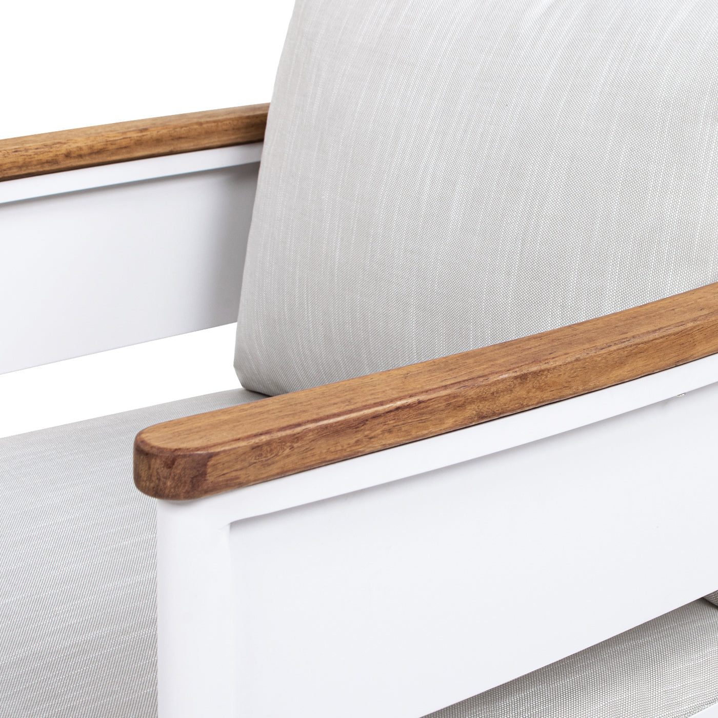 Rhodes 29' Upholstered Teak & Aluminum Patio Arm Chair Birch Gray Chenille