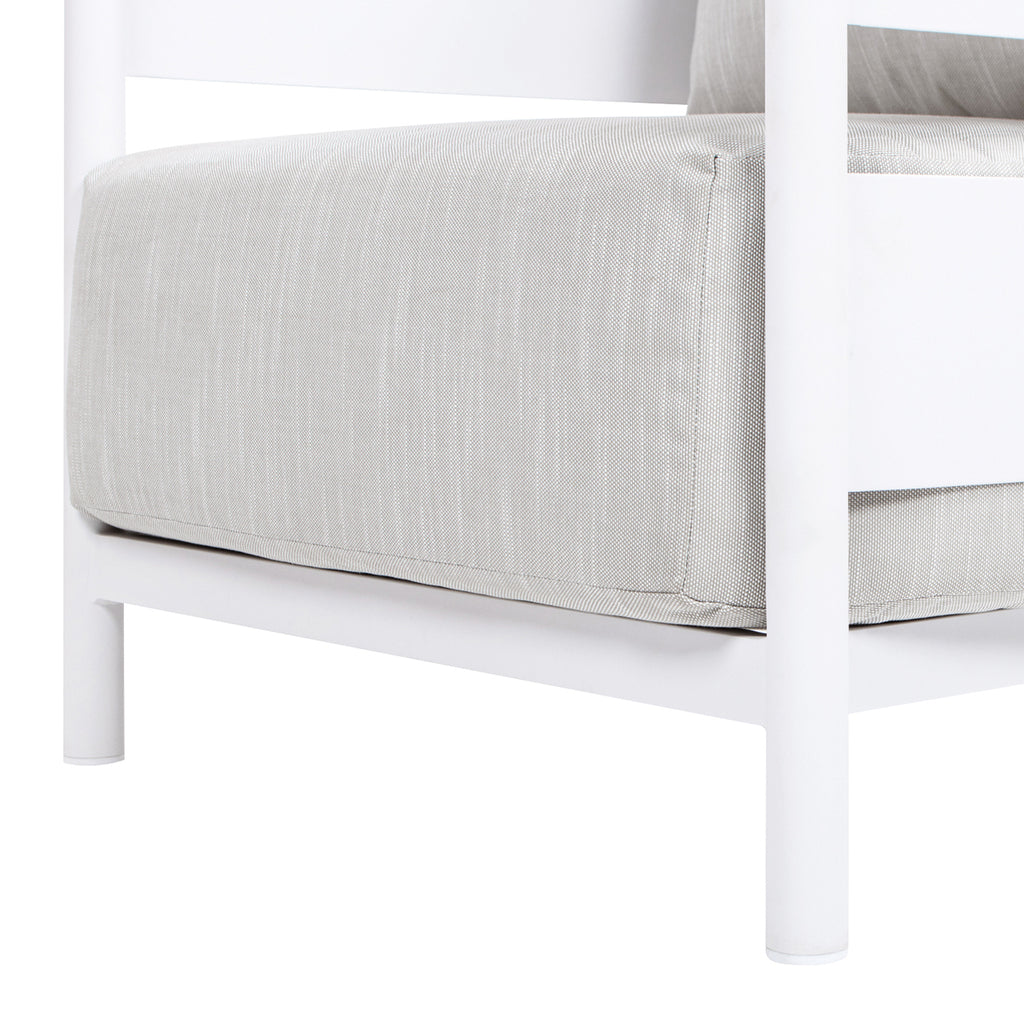 Rhodes 29' Upholstered Teak & Aluminum Patio Arm Chair Birch Gray Chenille