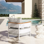 Rhodes 29' Upholstered Teak & Aluminum Patio Arm Chair Birch Gray Chenille