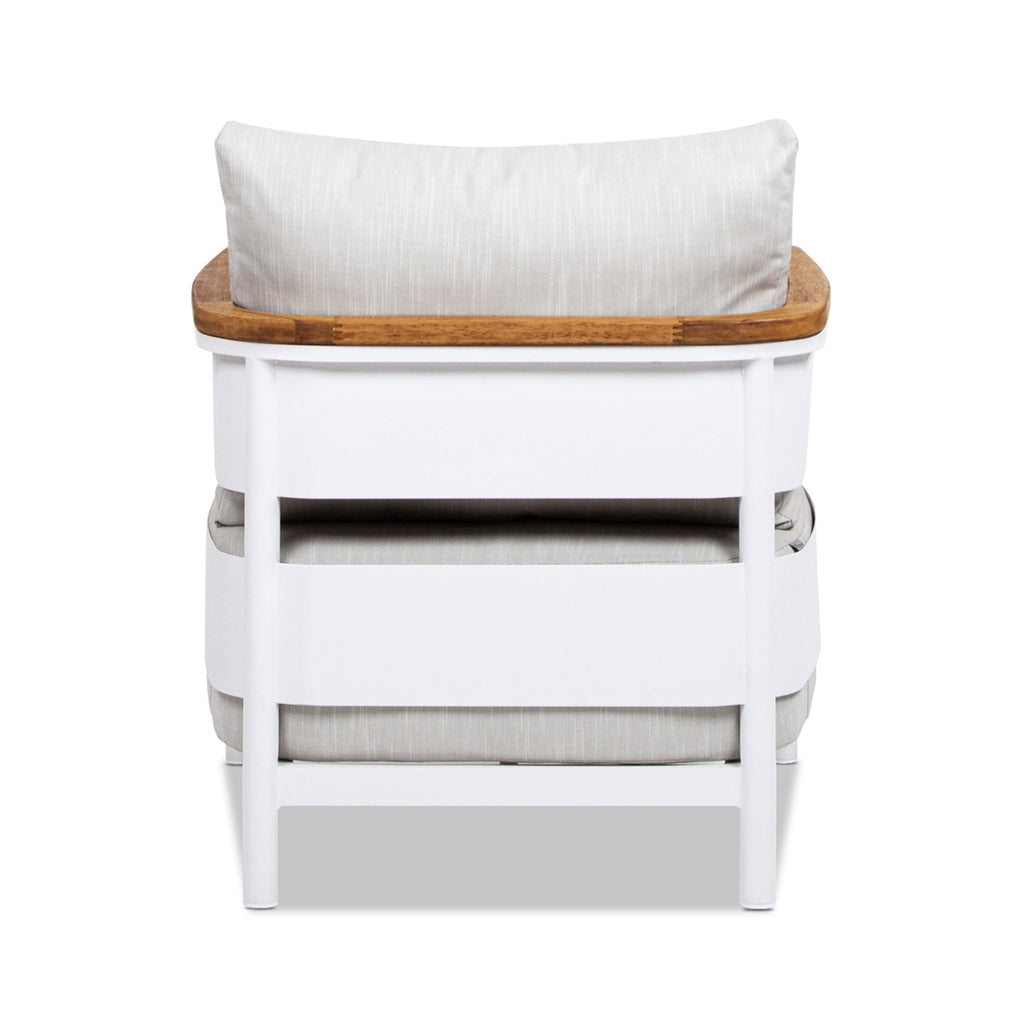 Rhodes 29' Upholstered Teak & Aluminum Patio Arm Chair Birch Gray Chenille