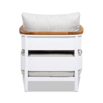 Rhodes 29' Upholstered Teak & Aluminum Patio Arm Chair Birch Gray Chenille