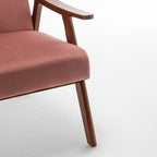 Accent Chair with Velvet Upholstery and Solid Wood Frame, Classic Mid-Century Modern Living Room Furniture for Extra Seating, Rose