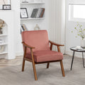 Accent Chair with Velvet Upholstery and Solid Wood Frame, Classic Mid-Century Modern Living Room Furniture for Extra Seating, Rose