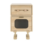 Rotatable Robot Storage Side Table in Natural Finish.