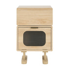 Rotatable Robot Storage Side Table in Natural Finish.