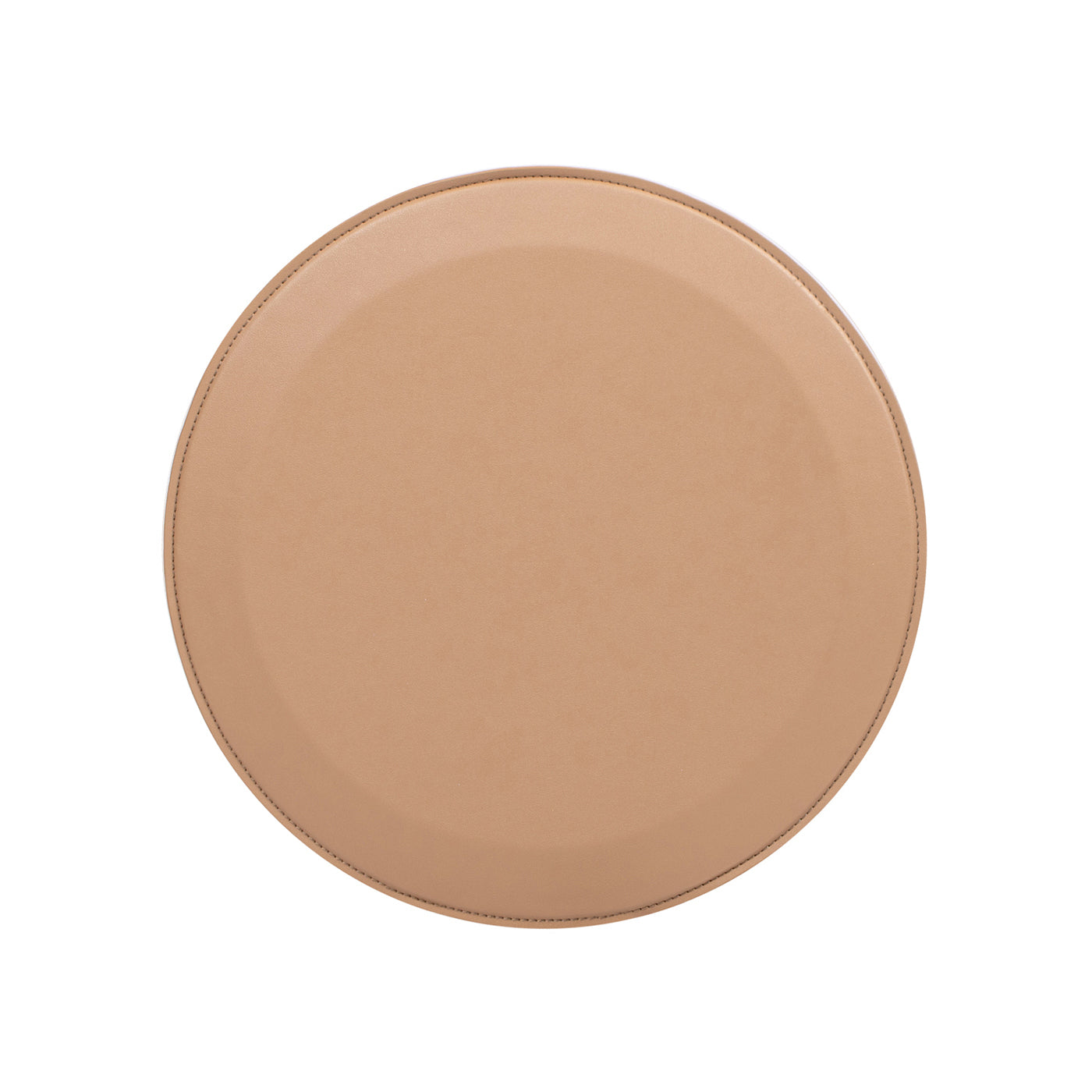 Mode 18' Leatherette Round C-Shaped Sofa Side Table, Saddle Brown Faux Leather