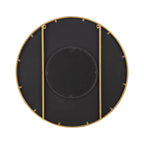 31.5x1x31.5" Round Carter Wooden Mirror with Gold Iron Frame Neutral Colorway Wall Decor for Live space, Bathroom, Entryway Wall Decor - Groovy Boardz