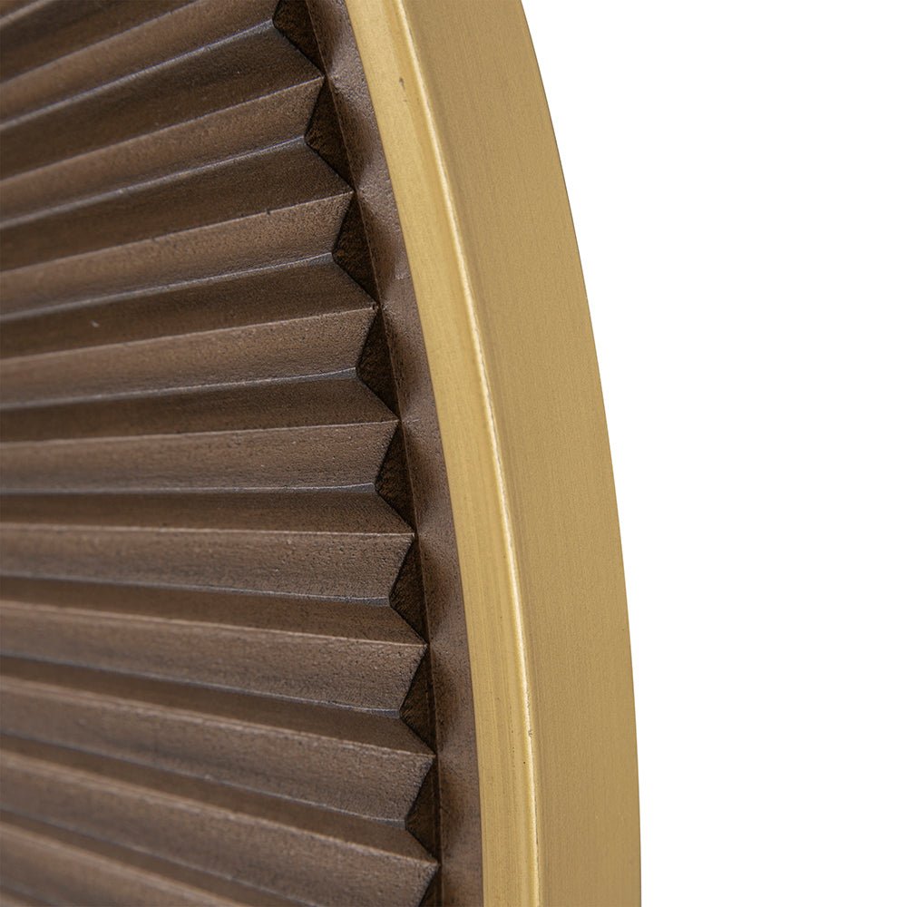 31.5x1x31.5" Round Carter Wooden Mirror with Gold Iron Frame Neutral Colorway Wall Decor for Live space, Bathroom, Entryway Wall Decor - Groovy Boardz