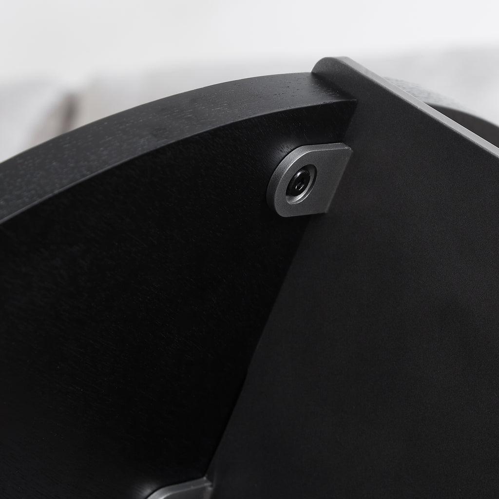 Round Coffee Table Black Oak Wood Surface and Black Metel Feet