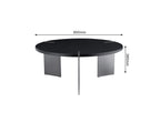 Round Coffee Table Black Oak Wood Surface and Black Metel Feet