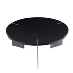 Round Coffee Table Black Oak Wood Surface and Black Metel Feet