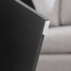 Round Coffee Table Black Oak Wood Surface and Black Metel Feet