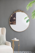 36" x 39" Round Gold Mirror, Wall Mounted Mirror with Metal Frame for Bathroom Living Room - Groovy Boardz
