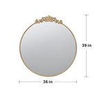 36" x 39" Round Gold Mirror, Wall Mounted Mirror with Metal Frame for Bathroom Living Room - Groovy Boardz