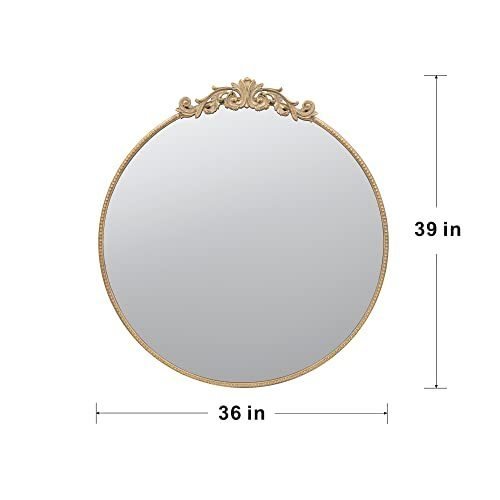 36" x 39" Round Gold Mirror, Wall Mounted Mirror with Metal Frame for Bathroom Living Room - Groovy Boardz