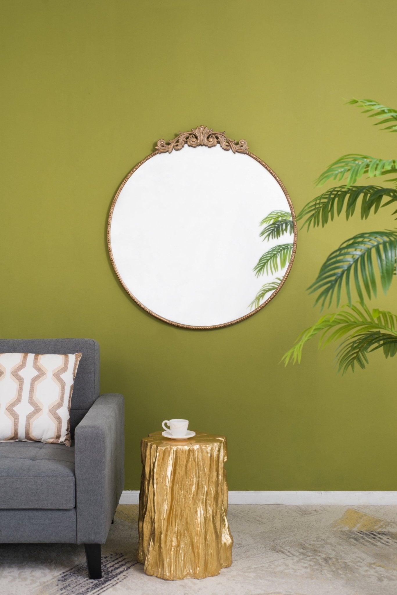 36" x 39" Round Gold Mirror, Wall Mounted Mirror with Metal Frame for Bathroom Living Room - Groovy Boardz