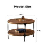 Round two-ply Coffee Table Handcrafted Relief Sturdy Pedestal Wooden Olive-Shaped Tea Table for Living Room