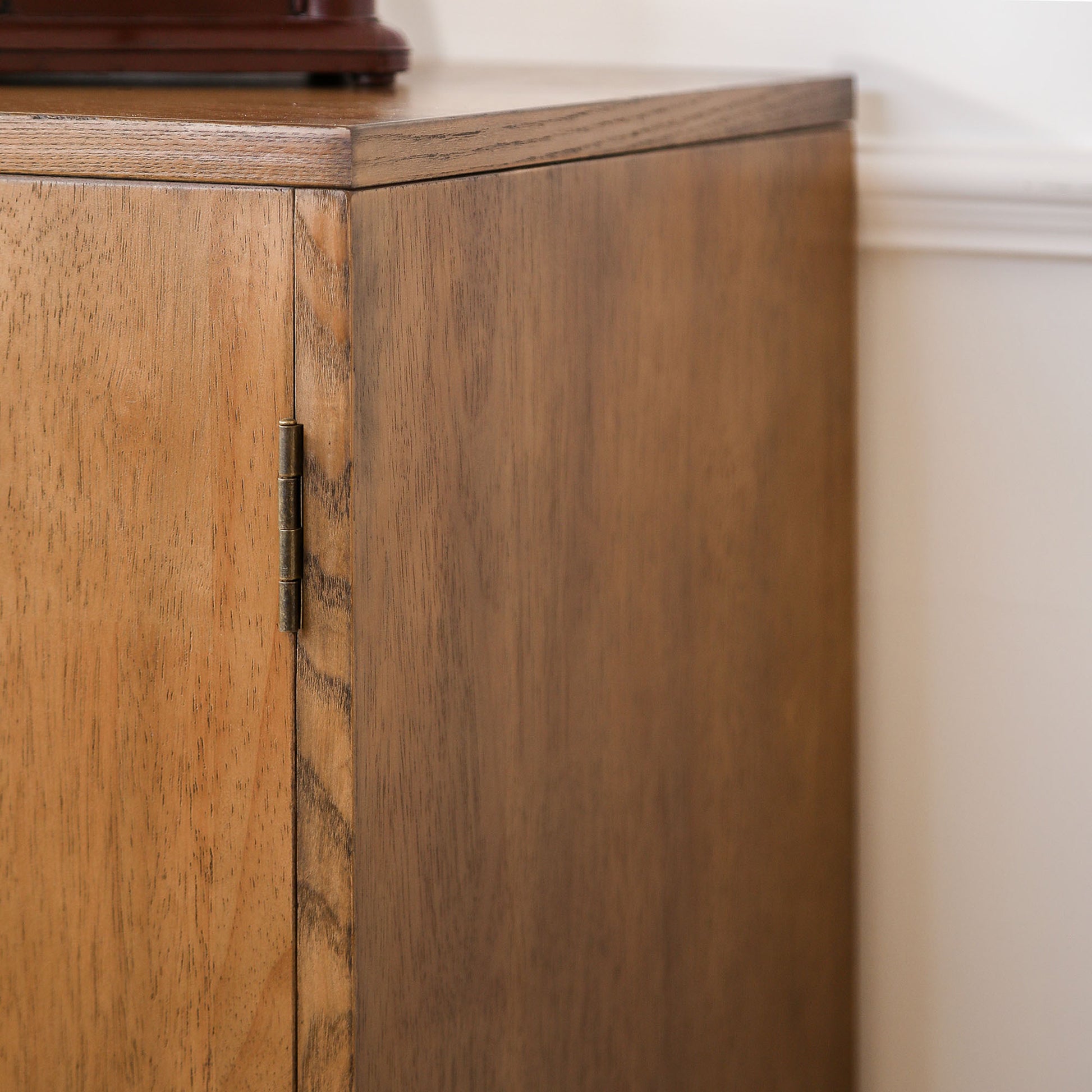 Rustic Hand-Carved Wooden 2-Door Cabinet – Boho Accent Storage Cabinet with Floral Design, Solid Wood Sideboard for Living Room, Entryway, or Bedroom