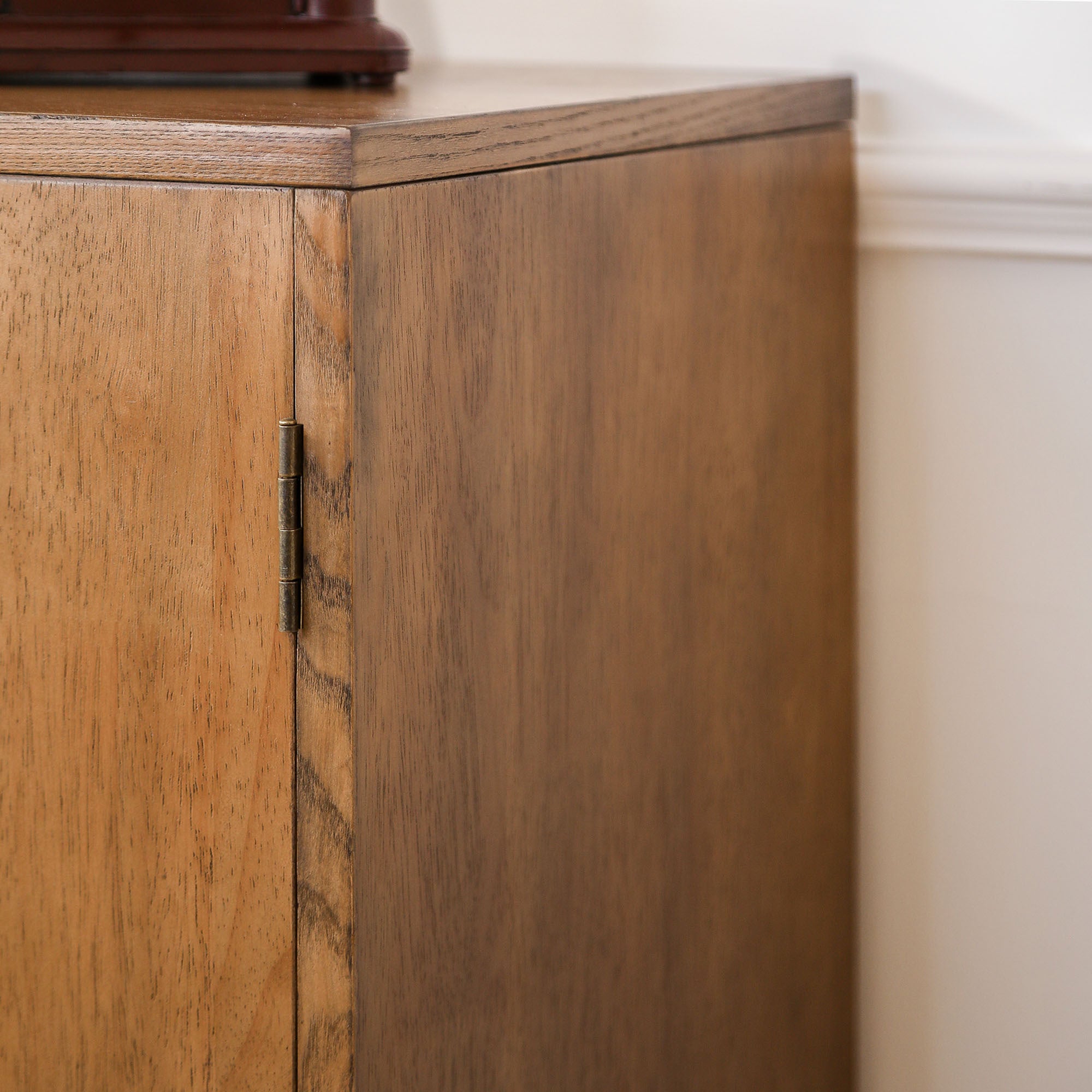 Rustic Hand-Carved Wooden 2-Door Cabinet – Boho Accent Storage Cabinet with Floral Design, Solid Wood Sideboard for Living Room, Entryway, or Bedroom