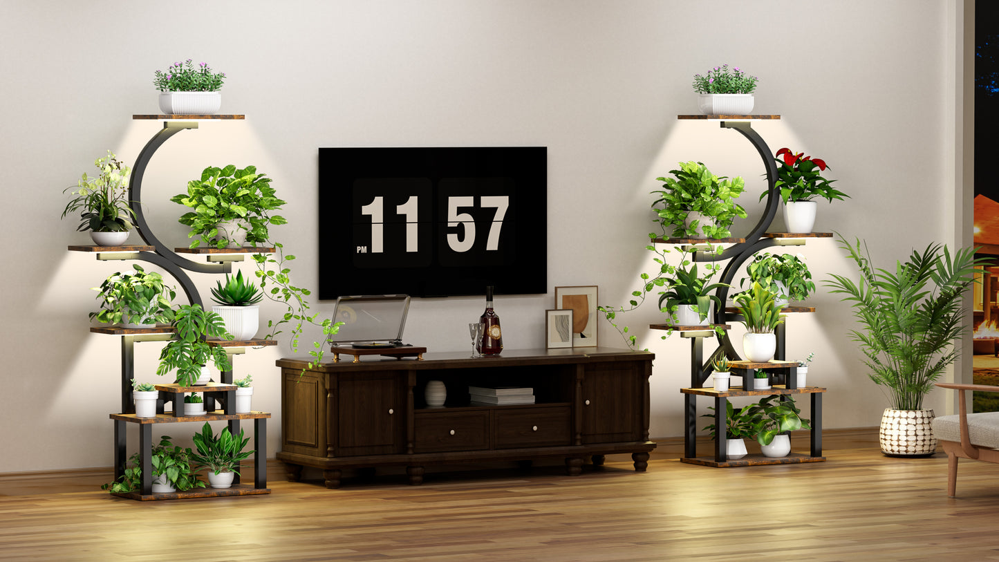 8-Tiered Indoor Plant Stand with 5 Grow Lights, 10-Level Stepless Dimming, Durable Thickened Metal Steel Pipe (0.8mm) for Living Room, Garden