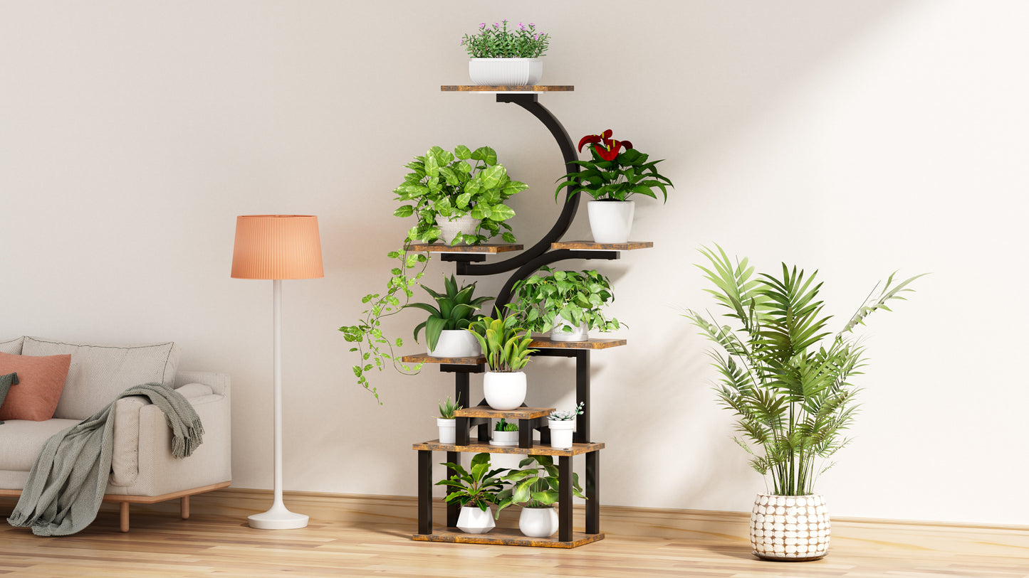 8-Tiered Indoor Plant Stand with 5 Grow Lights, 10-Level Stepless Dimming, Durable Thickened Metal Steel Pipe (0.8mm) for Living Room, Garden