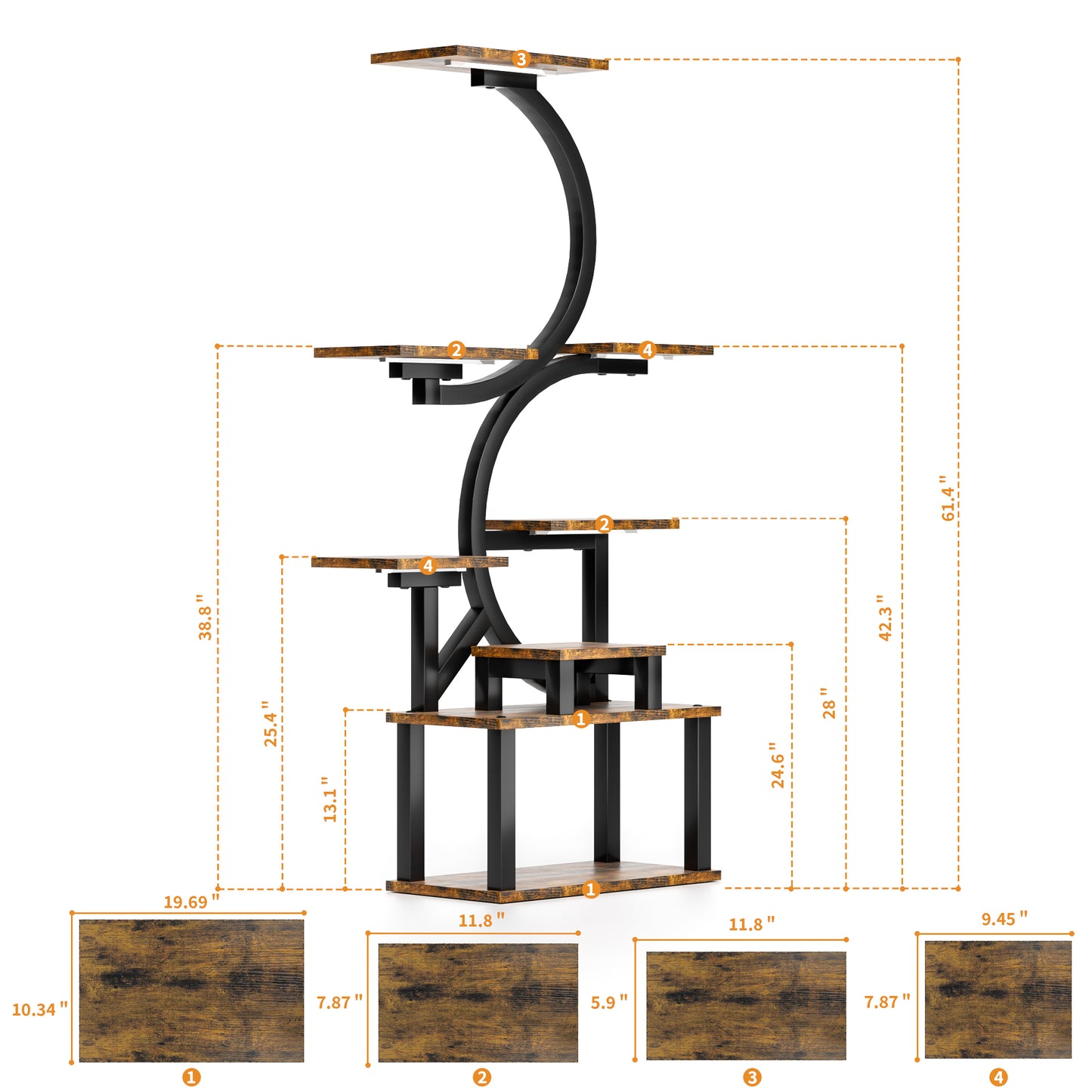 8-Tiered Indoor Plant Stand with 5 Grow Lights, 10-Level Stepless Dimming, Durable Thickened Metal Steel Pipe (0.8mm) for Living Room, Garden