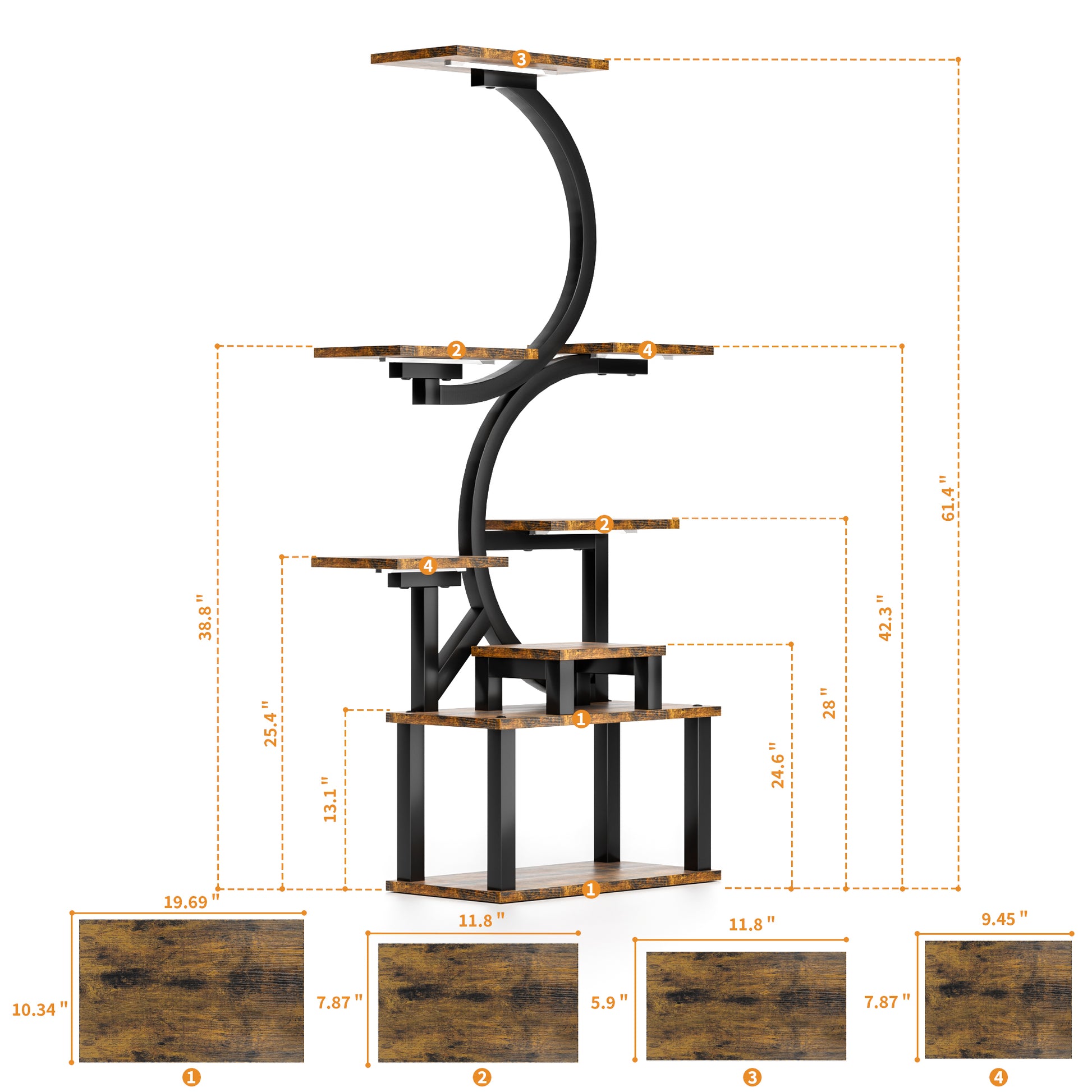 8-Tiered Indoor Plant Stand with 5 Grow Lights, 10-Level Stepless Dimming, Durable Thickened Metal Steel Pipe (0.8mm) for Living Room, Garden