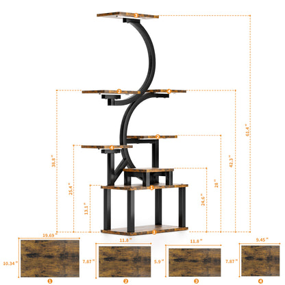 8-Tiered Indoor Plant Stand with 5 Grow Lights, 10-Level Stepless Dimming, Durable Thickened Metal Steel Pipe (0.8mm) for Living Room, Garden