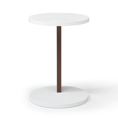 C-Shaped End Table, Small Side Table for Couch, Sofa Table with wood Frame for Living Room, Bedroom, Bedside, Rustic (white and Walnut )