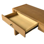 TREXM Curved Console Table with Storage, Wooden Entryway Table with 2 Drawers, Farmhouse Rustic Console Tables for Entryway, Hallway, Living Room, Natural