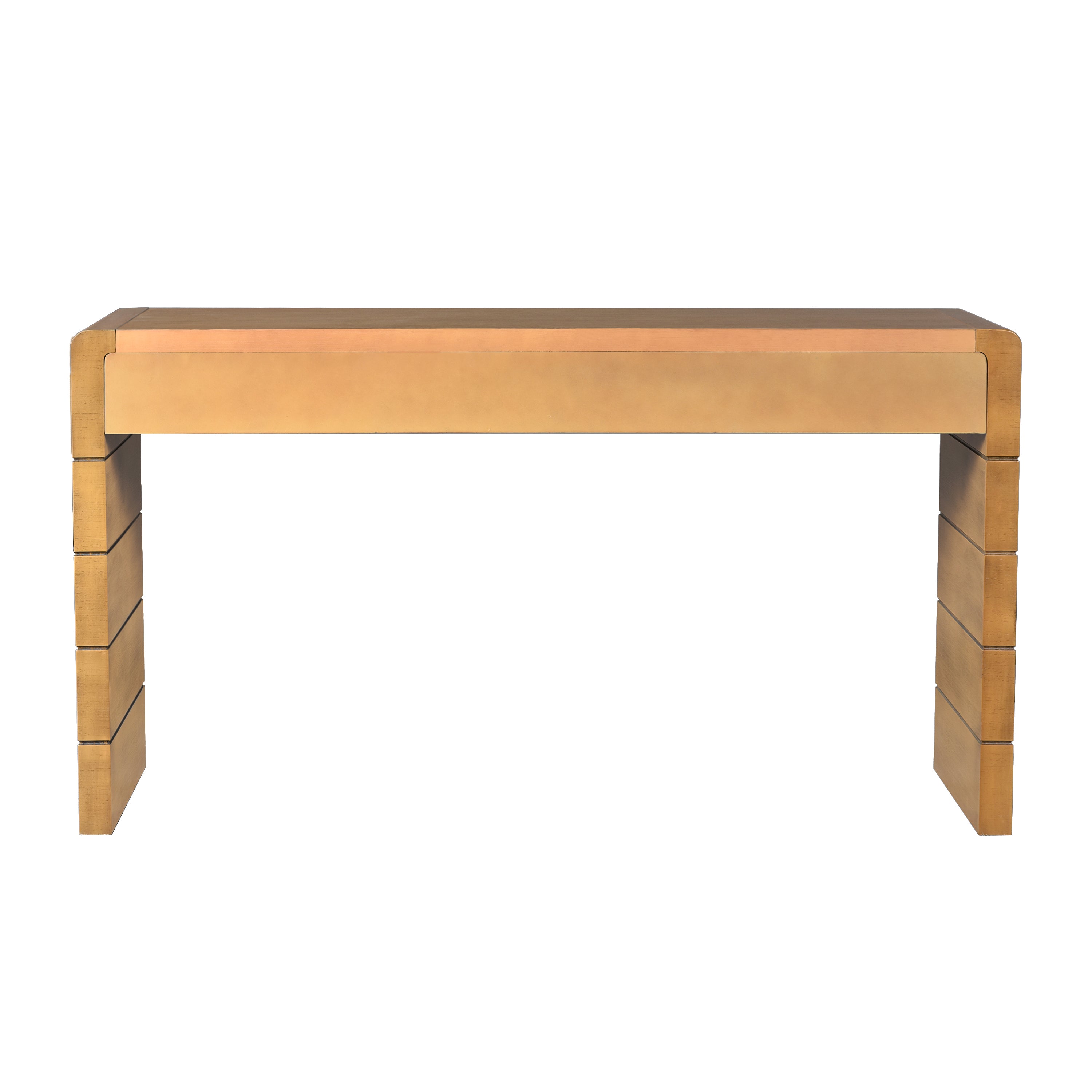 TREXM Curved Console Table with Storage, Wooden Entryway Table with 2 Drawers, Farmhouse Rustic Console Tables for Entryway, Hallway, Living Room, Natural