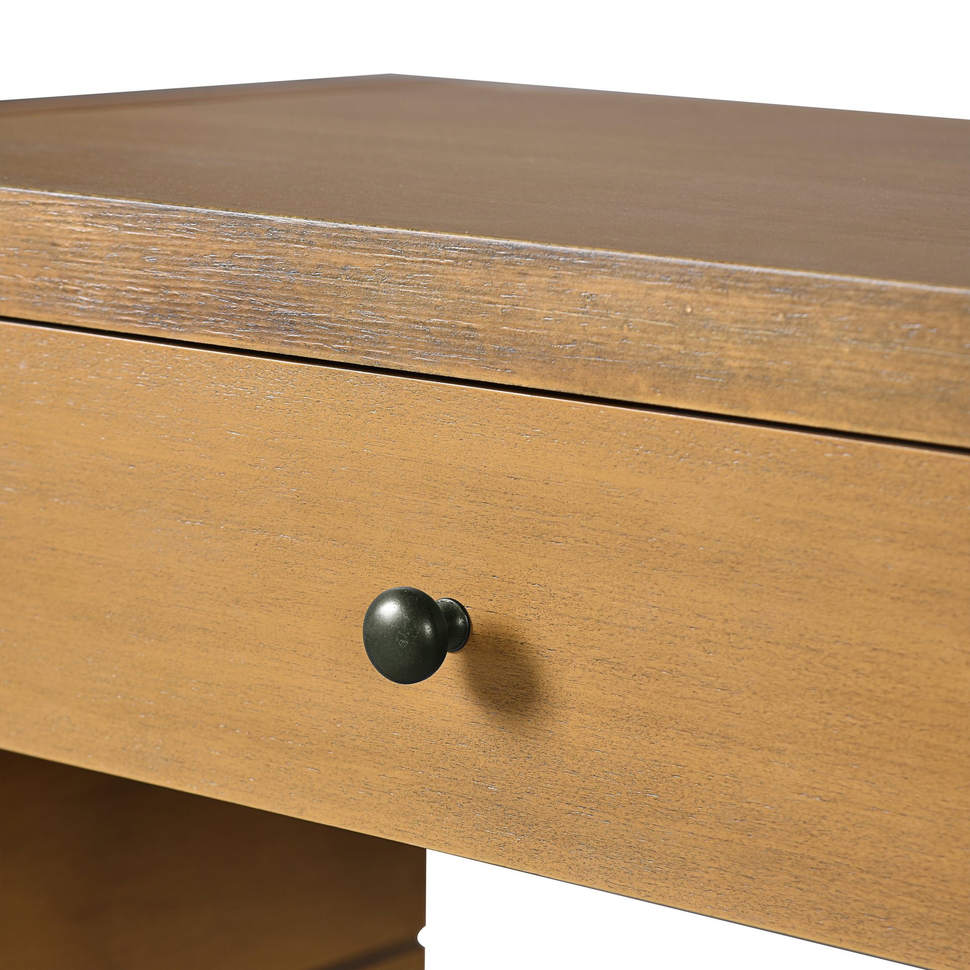 TREXM Curved Console Table with Storage, Wooden Entryway Table with 2 Drawers, Farmhouse Rustic Console Tables for Entryway, Hallway, Living Room, Natural