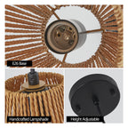 7' Set of 3 Rustic Hemp Rope Pendant Light, Handcrafted Farmhouse Hanging Light Fixture, Adjustable Height Ceiling Lamp for Kitchen Island, Dining Room, or Living Room, Natural Woven Design (No Bulbs)