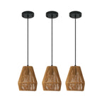 7' Set of 3 Rustic Hemp Rope Pendant Light, Handcrafted Farmhouse Hanging Light Fixture, Adjustable Height Ceiling Lamp for Kitchen Island, Dining Room, or Living Room, Natural Woven Design (No Bulbs)