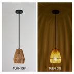 7' Set of 3 Rustic Hemp Rope Pendant Light, Handcrafted Farmhouse Hanging Light Fixture, Adjustable Height Ceiling Lamp for Kitchen Island, Dining Room, or Living Room, Natural Woven Design (No Bulbs)