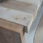 Rustic Modern Manufactured Wood Console Table with Step-Block Design