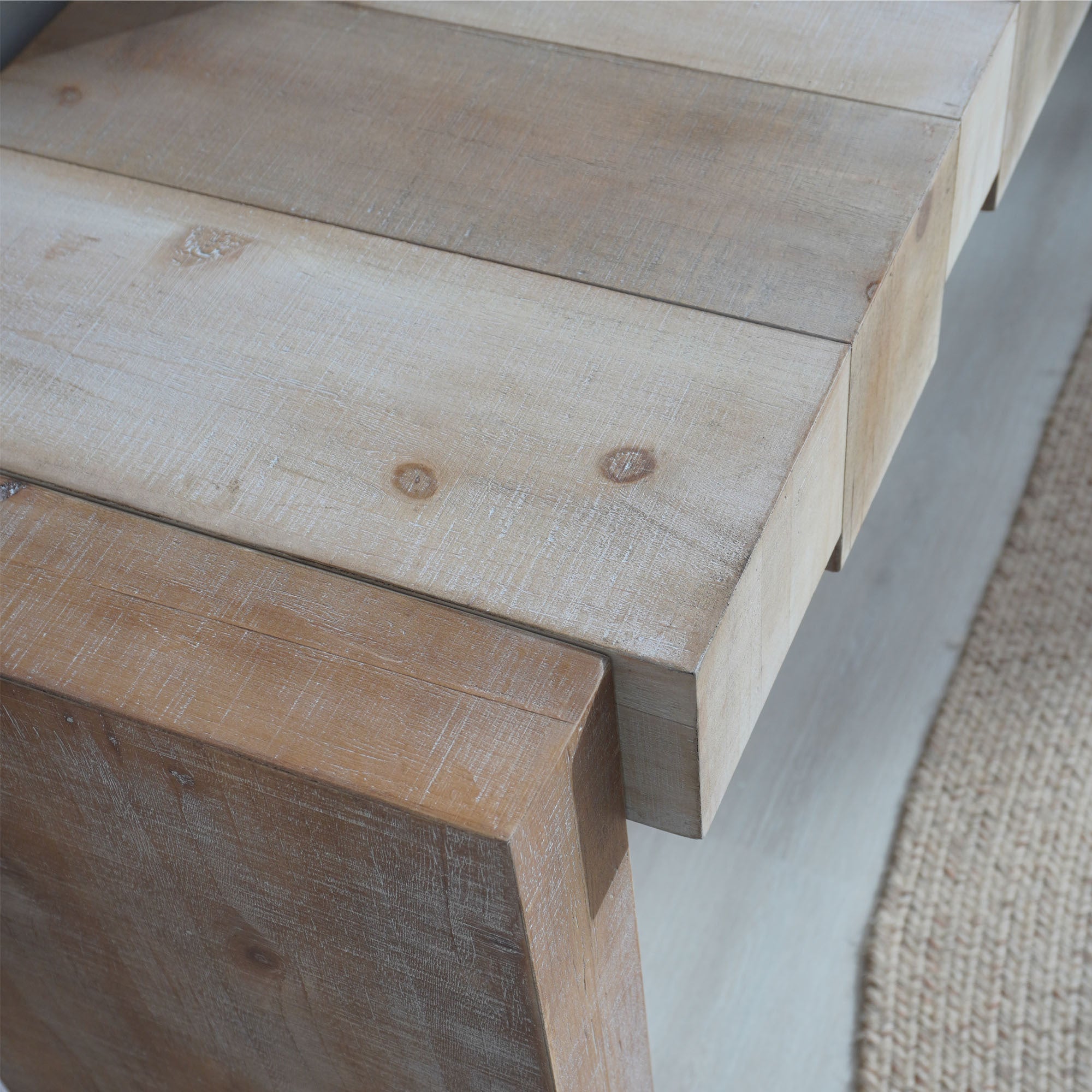 Rustic Modern Manufactured Wood Console Table with Step-Block Design